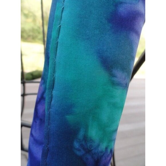 Vintage 1960's Scarf Blue Green Tie Dyed All Silk Handmade Hand Rolled Edges 56" - Picture 3 of 9